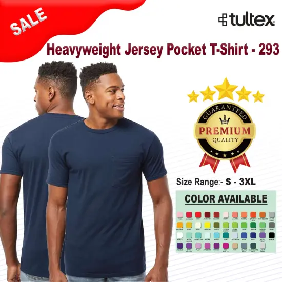 Tultex&reg; Heavyweight Jersey Pocket Crewneck Short Sleeve T-Shirt Black {2}
