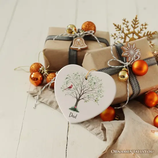 In Loving Memory of Mom and Dad Cardinal on a Tree Ornament, Heavenly Christmas Remembrance Gift {5}