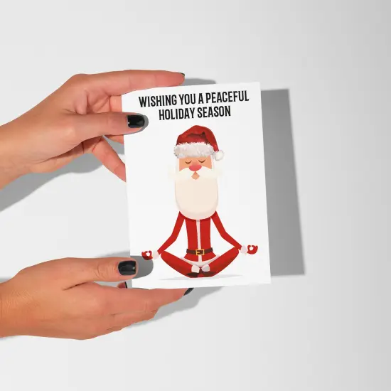 Yoga Santa Christmas Card - 24-Pack Holiday Greeting Cards with Peaceful Santa Meditation Design, Perfect for Sharing Calm Merry Christmas & Holiday Wishes, Blank Inside for Personalized Messages - Relaxing and Unique Stationery Set {4}