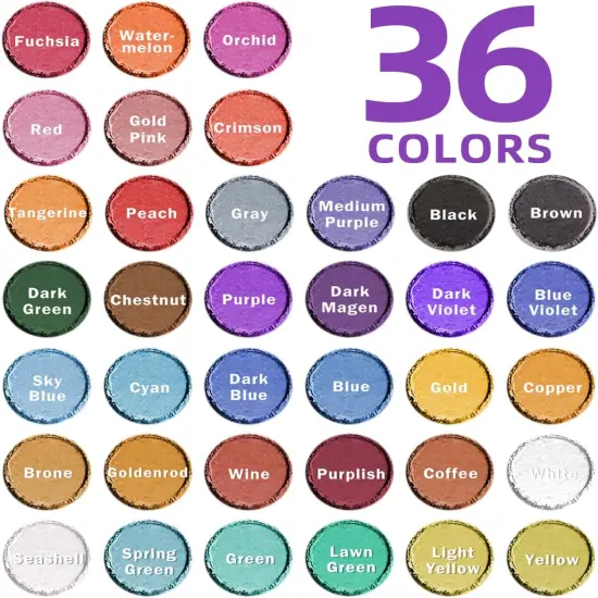 LET'S RESIN 36 Colors Mica Powder, Mica Pigment Powder for Epoxy Resin/UV Resin, Natural Colorant Dye for Soap/Candle Making, Lip Gloss,Nail Polish, Slime and Bath Bomb {2}