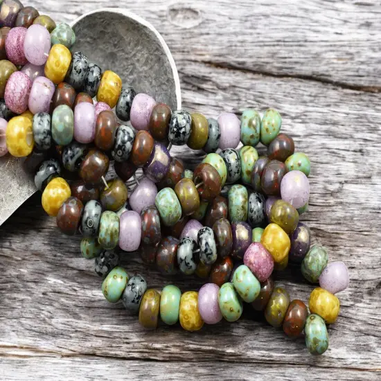 33/0 Aged Rosaline Striped Picasso Seed Bead Mix (9" Strand) {1}