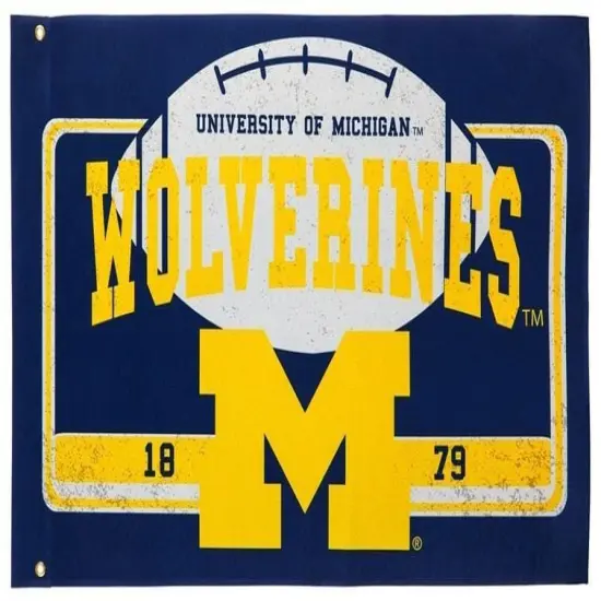 Michigan Wolverines Flag 2 Sided Football Logo {1}