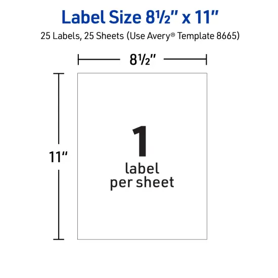 Avery Full Sheet Printable Shipping Labels, 8.5" x 11", Matte Clear, Inkjet, Create Custom Labels Using Scissors or Electronic Cutting Machines, 25 Blank Mailing Labels (8665) {4}