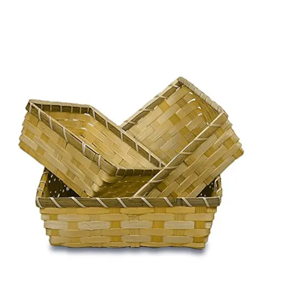 Two Tone Bamboo Rectangular Baskets 7" x 9" {4}
