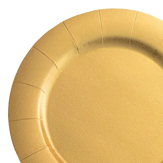 Gold Round Disposable Paper Charger Plates - 13" (120 Plates) {1}