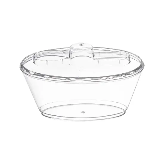 Clear Oval Plastic Mini Cup with Lid and Spoon - 4 oz. (288 Cups) {1}