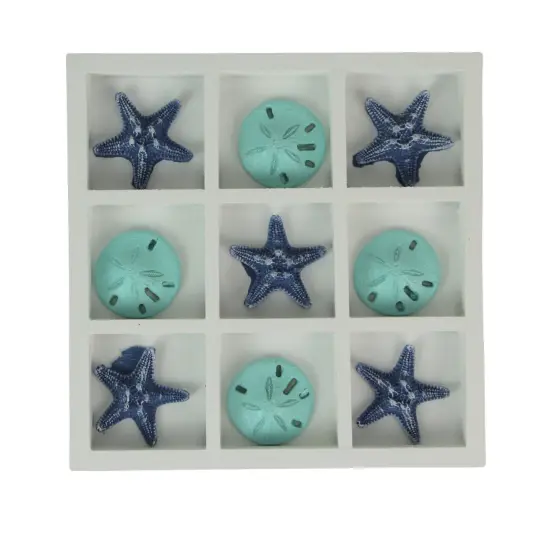 Blue Sand Dollar and Starfish Tic-Tac-Toe Game &ndash; Beach-Themed Accent Piece {1}