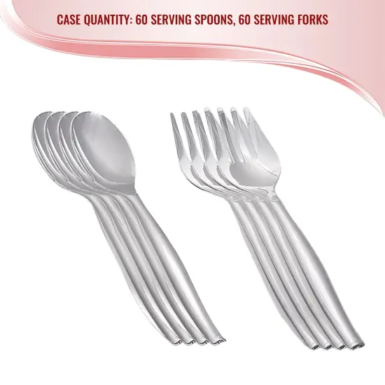 Silver Disposable Plastic Serving Flatware Set (150 Pairs) {5}