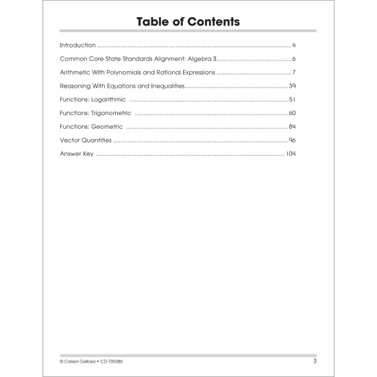 Carson Dellosa The 100 Series Algebra 2 Workbook, Math Book for Grades 8 and Up Covering Trigonometry, Quadratic Equations,, Algebraic Functions, and More, Classroom or Homeschool Curriculum {3}