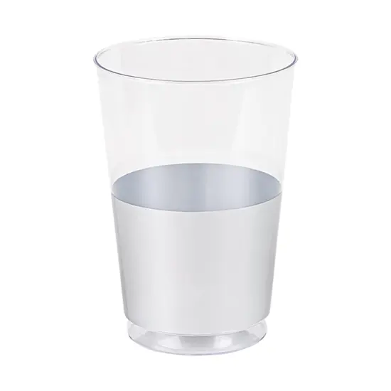 Clear with Metallic Silver Thick Bottom Round Disposable Plastic Tumblers - 12 oz. (240 Cups) {1}