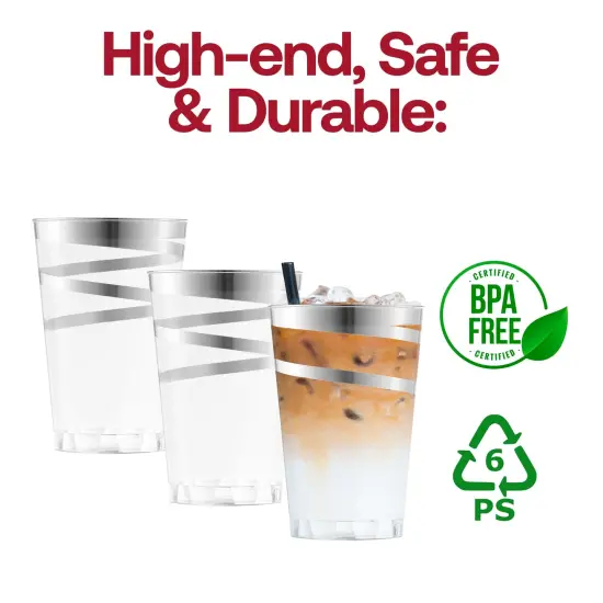 Clear with Silver Swirl Round Disposable Plastic Tumblers - 12 oz. (240 Cups) {4}