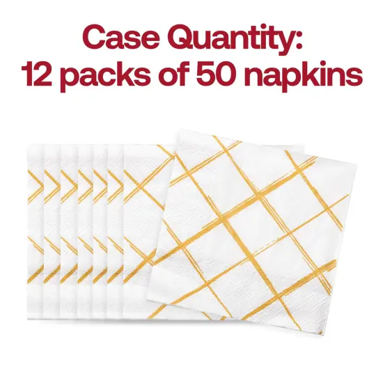 Durable White with Gold Diamond Paper Beverage/Cocktail Napkins (600 Napkins) {5}