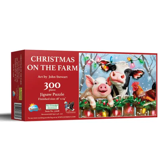 Sunsout Christmas on the Farm 300 pc Christmas Jigsaw Puzzle 77008 {3}