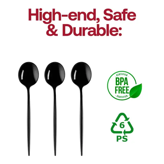 Solid Black Moderno Disposable Plastic Dessert Spoons (480 Spoons) {4}
