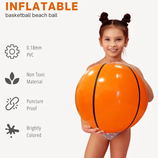 4E's Novelty 20"" Inflatable Basketballs - Fun Basketball Party Decorations & Pool Games (12 Pack) {2}