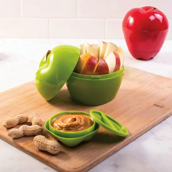 Hutzler Apple & Dip To-Go Lunch Snack Storage Container Red {3}