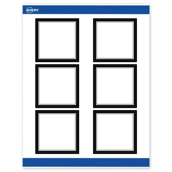Avery Printable Square Labels, Double Black Border, 3" x 3", Matte White Square Labels, Permanent, Laser/Inkjet, 60ct, Great for Product Labels {1}
