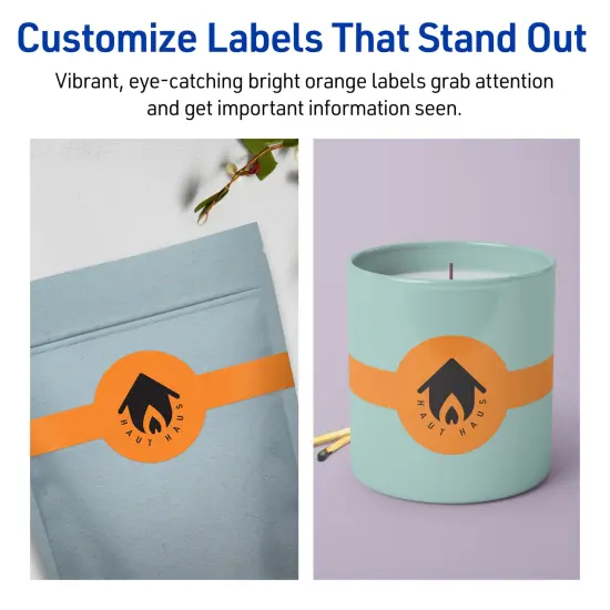 Avery Bright Orange Paper Labels, 2-3/8" x 8" Wraparound {3}
