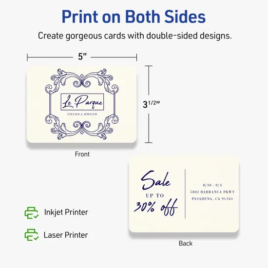 Avery Matte Ivory Postcards, 3-1/2" x 5" Rectangle Rounded Corners {6}