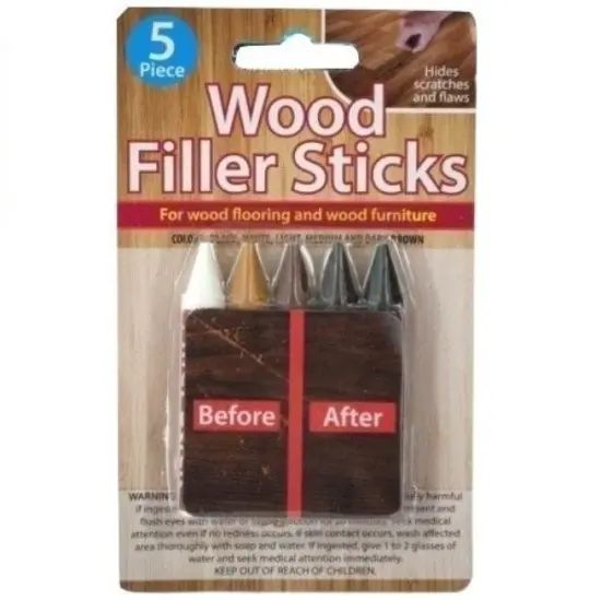 5 Piece Wood Filler Sticks - Repair & Restore Scratches on Wooden Flooring & Furniture {1}