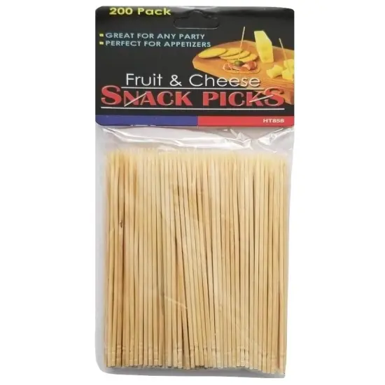 Handy Housewares 3.75" Natural Wood Party Snack Appetizer Skewer Picks - Great for Fruit and Cheese {1}