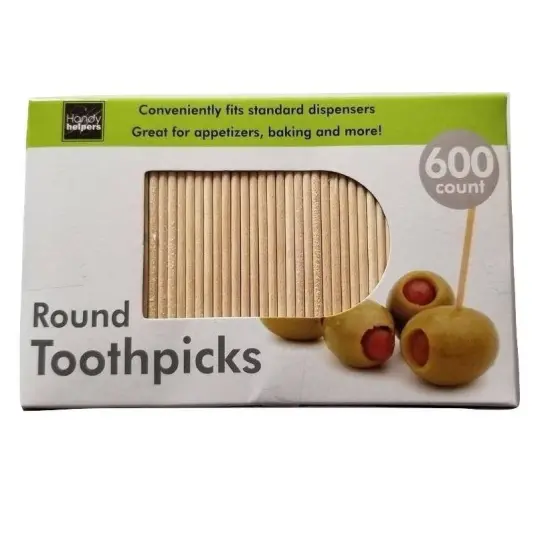 Handy Housewares 600-Count Round 2.5" Long Wooden Toothpicks - Great for Appetizers, Baking and more! {1}
