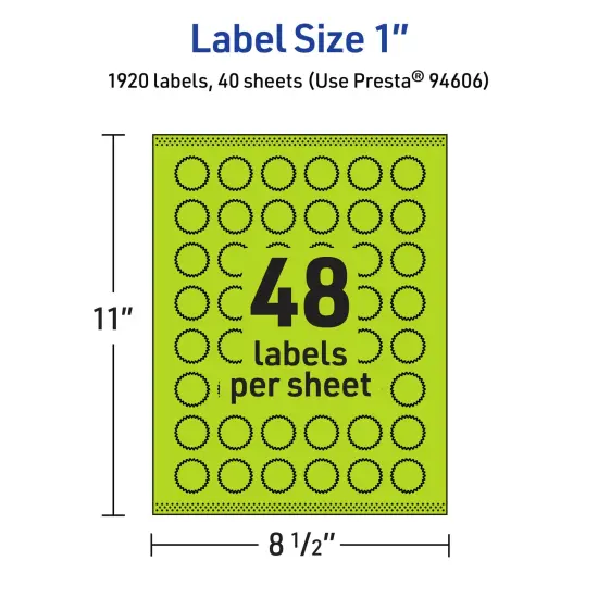Avery Bright Green Paper Labels, 1" Starburst {5}
