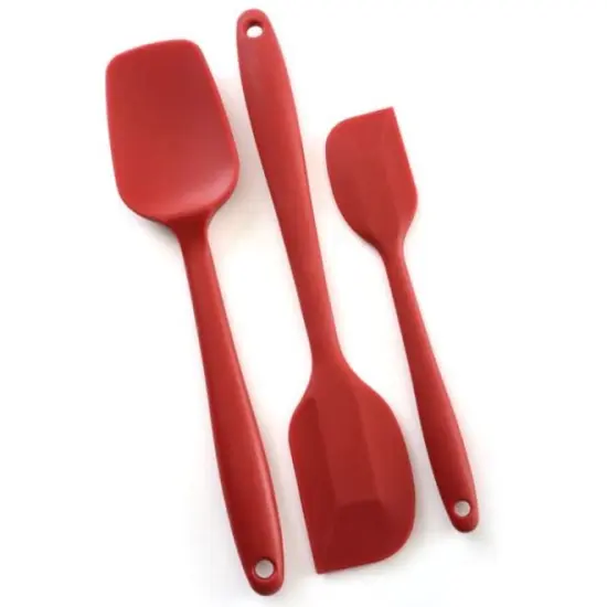 Norpro 3pc Red Seamless Flexible Heat Resistant Silicone Spatula / Spoonula Set {3}