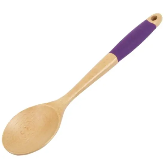 Chef Craft 14" Long Beechwood Wooden Kitchen Mixing Spoon with Silicone Handle {5}