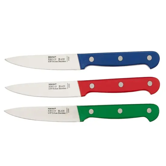 Norpro Stainless Steel Blade Heavy Duty Handle 3pc Garnishing / Paring Knife Set {3}