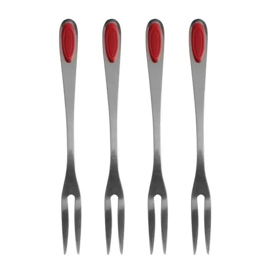 Maine Man 4pc 18/8 Stainless Steel / Silicone 6.5" Seafood Forks Set {1}