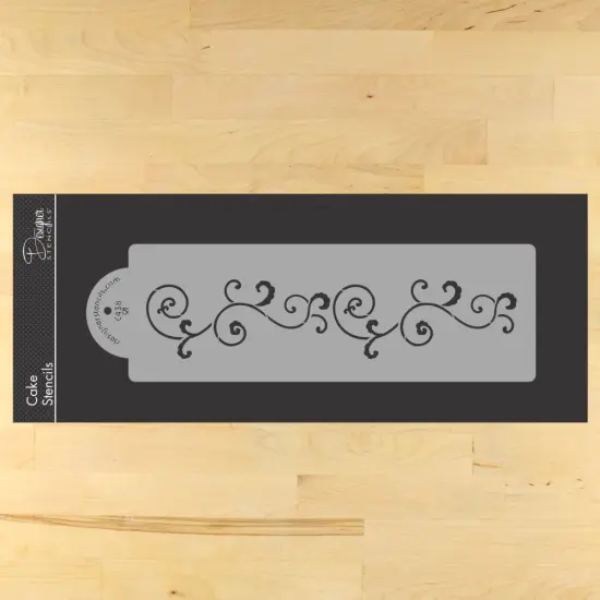 Small Leafy Scroll Cake Stencil Side | C438 by Designer Stencils | Stencils for Royal Icing, Airbrush, Dusting Powder | {1}