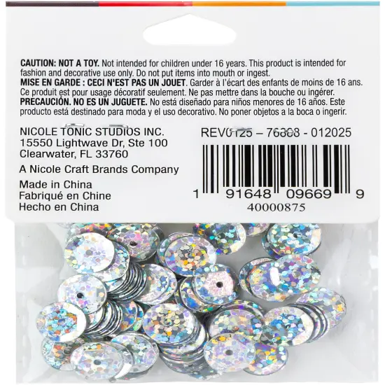 CousinDIY Cupped Sequins-Crystal Iridescent, 10mm 120/Pkg {4}