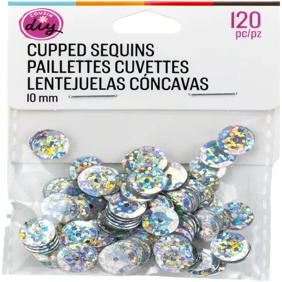 CousinDIY Cupped Sequins-Crystal Iridescent, 10mm 120/Pkg {1}