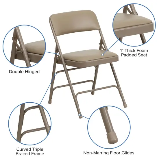 Emma and Oliver 2 Pack Home & Office Portable Party Events Padded Metal Folding Chair {8}