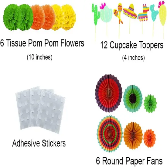 Kit Mexico theme party Decor Set for Festivals, Birthday, Taco (35 pack) {3}