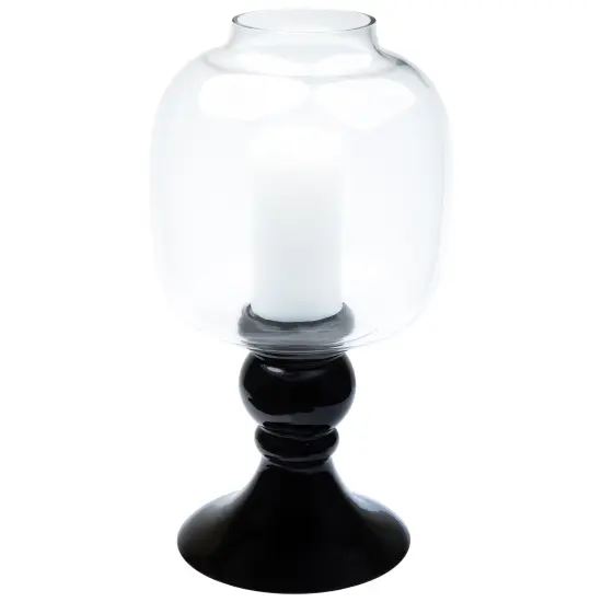 Northlight Glass Pedestal Hurricane Pillar Candle Holder - 17.75" - Black Clear {5}