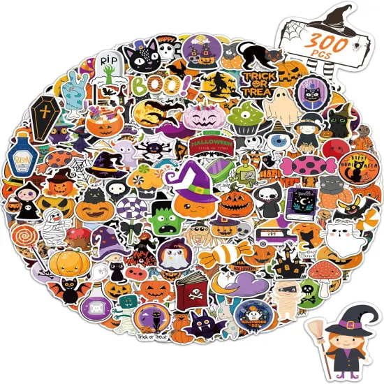 300 Pcs Halloween Pumpkin Stickers for Kids {1}