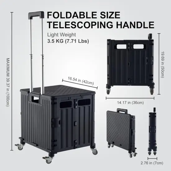 Folding Utility Cart Portable Rolling Crate Handcart Shopping Trolley {4}