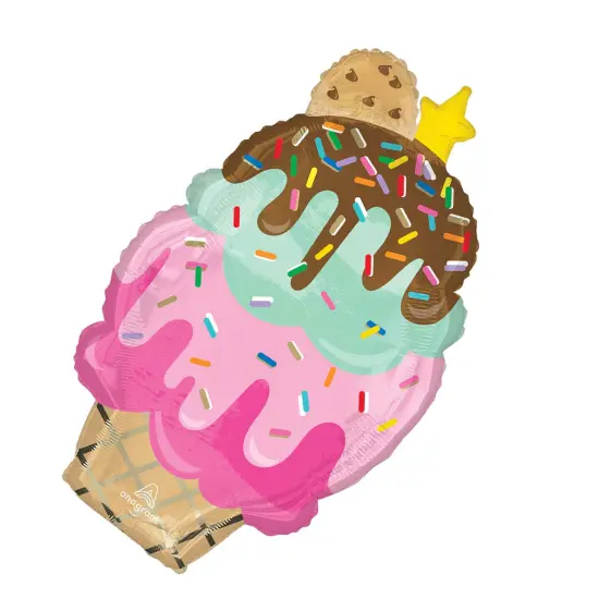 Anagram&reg; 30 Inch Here's The Scoop Cone Foil Mylar Balloon {5}