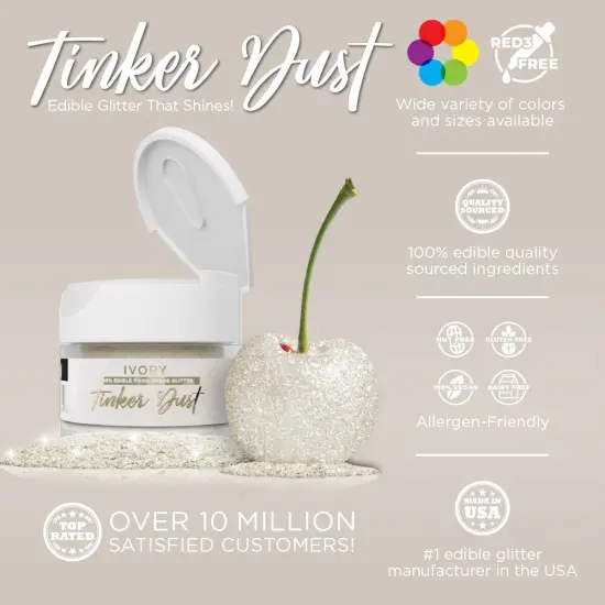 Bakell - Ivory Tinker Dust Edible Glitter (5g, 1x Jar) for Food, Desserts, and Beverages! {2}