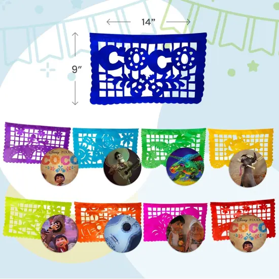 Cinco de Mayo Party Decorations | Coco Mexican Party Banners | Mexican Papel Picado (PAPER) with Disney Coco Characters and Scenes (2x15-ft, 30-ft total) {4}