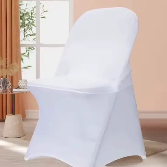 White Folding Spandex Chair Cover for Event Seating {3}