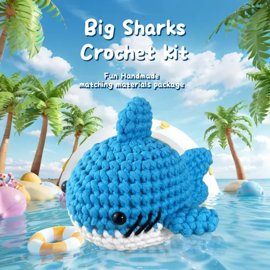 Shark Blue Beginner's Crochet Kit {4}