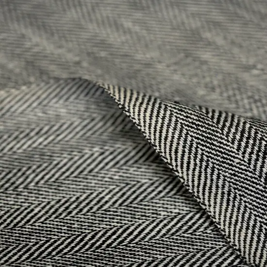 1 Yard Charcoal Linen Novelty Herringbone Yarn Dyed Fabric Midweight 54 Inch Width {5}