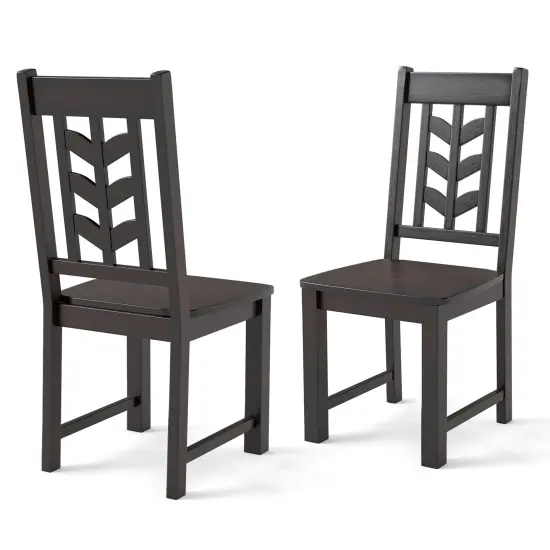 Kitchen Dining Chair Set of 2 with Rubber Wood Frame and Ergonomic Leaf Design Rustic Brown {3}