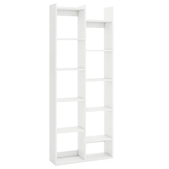 11-Tier Modern Bookcase with Anti-Tipping Kits and Open Storage Shelves White {3}