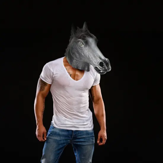 Deluxe Black Latex Horse Mask {4}