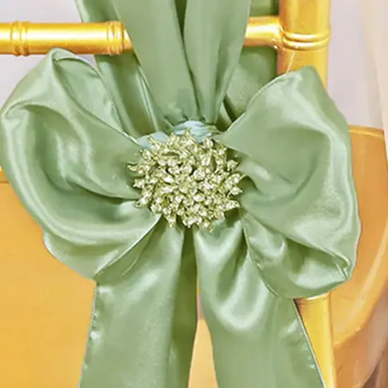 10 Pieces Sage Green Satin Chair Sashes for Rustic Wedding and Party Decor 8x108 inches {4}