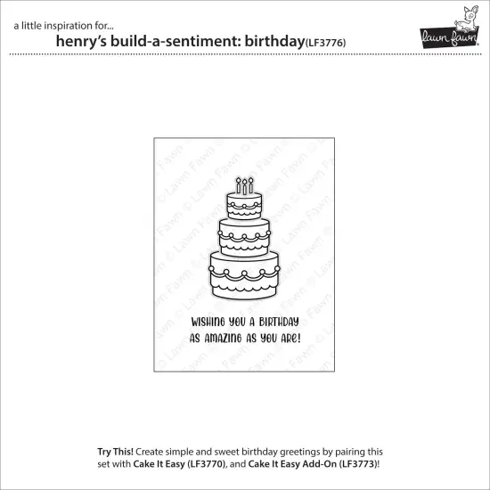 Lawn Fawn Clear Stamps 4"X6"-Henry's Build-A-Sentiment: Birthday {4}